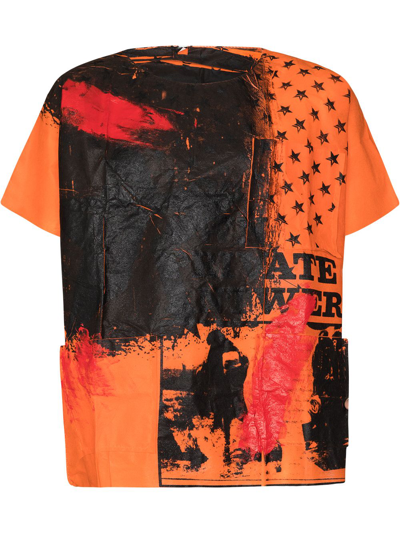 Raf Simons Hand-painted Hospital T-shirt In Orange