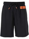 Heron Preston Logo-patch Drawstring Swim Shorts In Black