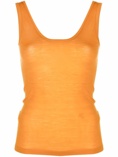 Nanushka Logo-embroidered Tank Top In Orange