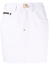 Philipp Plein Denim Mini Skirt In 01so Summer Snow
