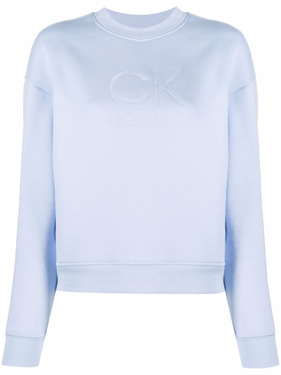 Calvin Klein Logo-print Sweatshirt In Blue