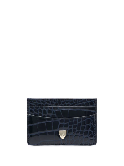 Aspinal Of London Croc-effect Card Holder In Blue