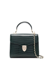 Aspinal Of London Mayfair Midi Crocodile-embossed Bag In Evergreen