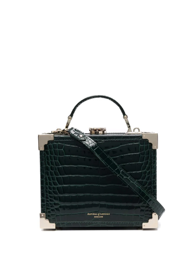 Aspinal Of London The Trunk Crocodile-embossed Leather Bag In Green