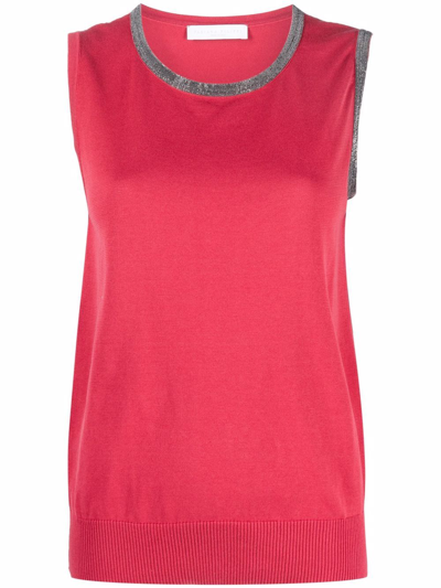 Fabiana Filippi Embellished Fine-knit Tank Top In Red