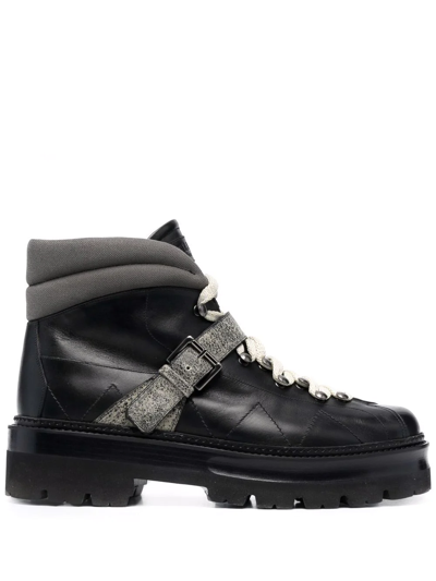 Bally Lace-up Leather Boots In Black