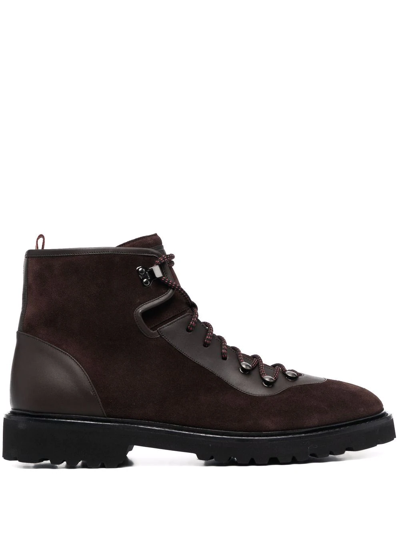 Bally Lace-up Suede Boots In Brown