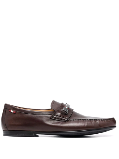 Bally Buckle-detail Leather Loafers In Brown