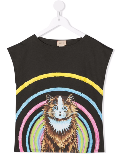 Gucci Kids' Graphic-print Sleeveless T-shirt In Black