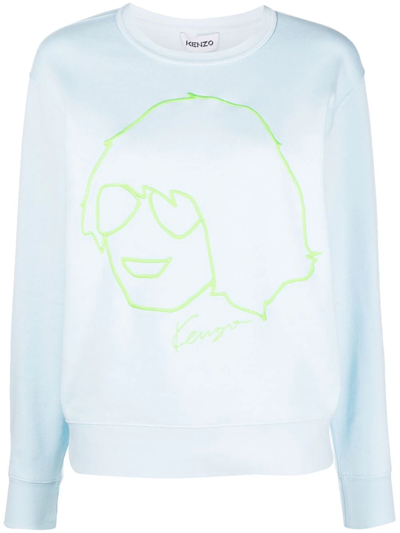 Kenzo Tribute Cotton Sweatshirt In Blue