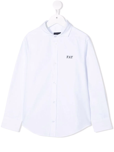 Fay Kids' Embroidered-logo Long-sleeved Shirt In White
