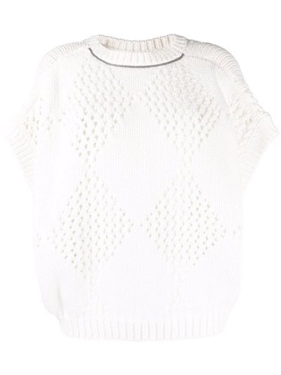 Brunello Cucinelli Cut Out-detail Jumper In White