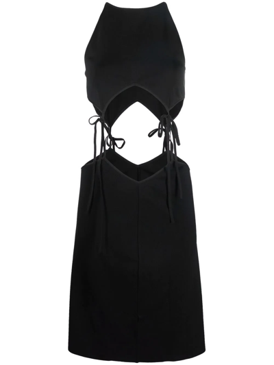 Bottega Veneta Cutout Tie-detailed Stretch-knit Mini Dress In Black