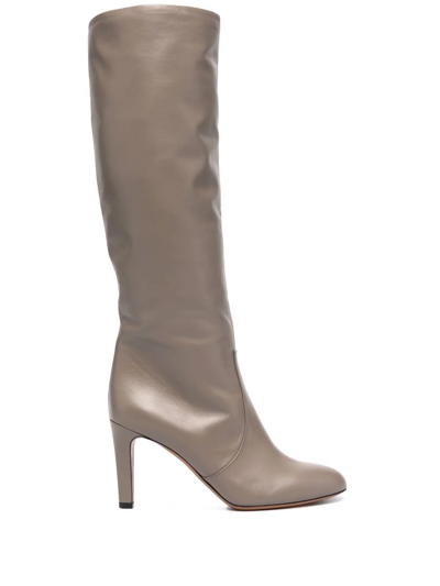 Bally Heeled Leather Boots In Grey