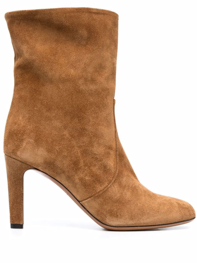 Bally Heeled Suede Boots In Brown