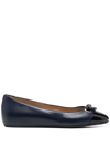 BALLY BOW-DETAIL LEATHER BALLERINA SHOES