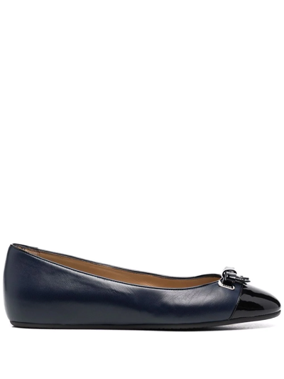 Bally Bow-detail Leather Ballerina Shoes In Black