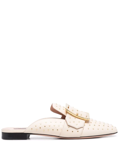 Bally Buckle-fastening Perforated Mules In Neutrals