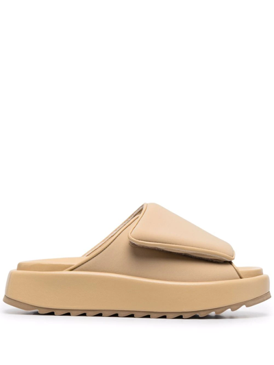 Gia Borghini Touch Strap Chunky Slides In Yellow