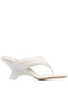 Gia Borghini Gia 6 Cantilevered Wedge Square Thong Sandals In White