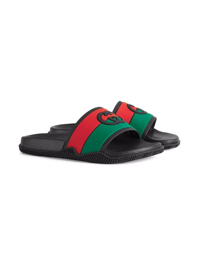 Gucci Logo-debossed Slides In Black