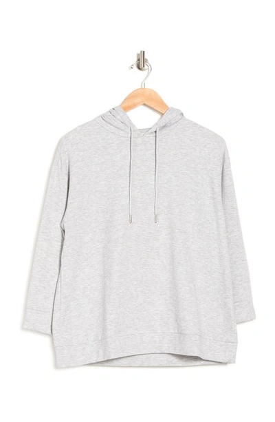 Halston Solid Knit Hoodie In Heather Glacier Grey