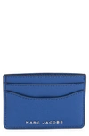Marc Jacobs Pebbled Leather Card Case In Blue