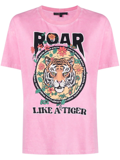 Maje Tellaire Roar Like A Tiger Graphic Tee In Pink