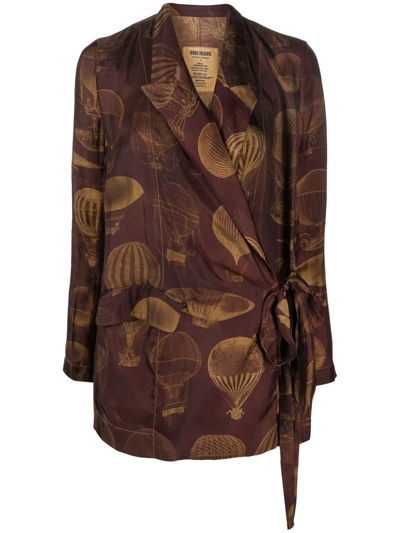 Uma Wang Graphic-print Wrap-style Jacket In Red