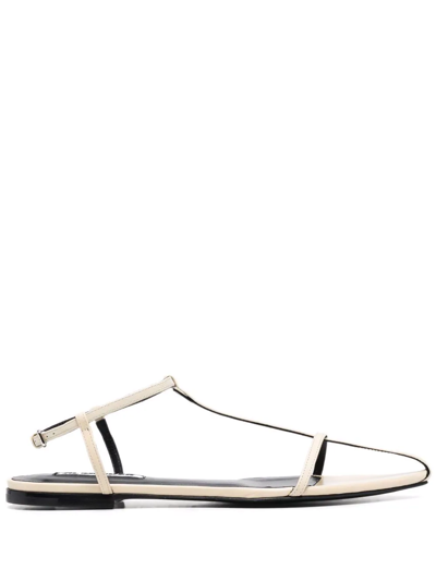 Jil Sander Ankle-buckle Leather Sandals In Neutrals
