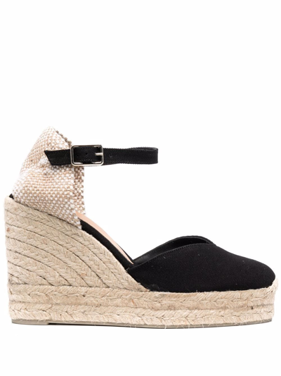 Castaã±er Chiarita Woven Wedge Sandals In Schwarz