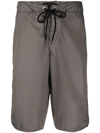 Jil Sander Grey Solid Swim Shorts In Grün