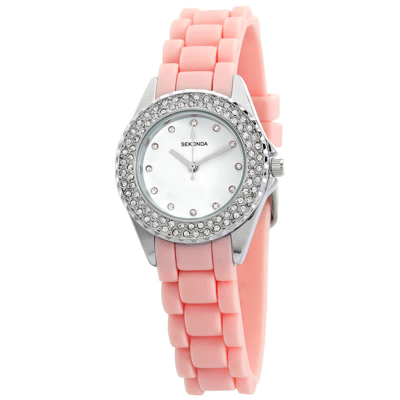 Sekonda Quartz Crystal White Dial Ladies Watch 2509 In Pink / White