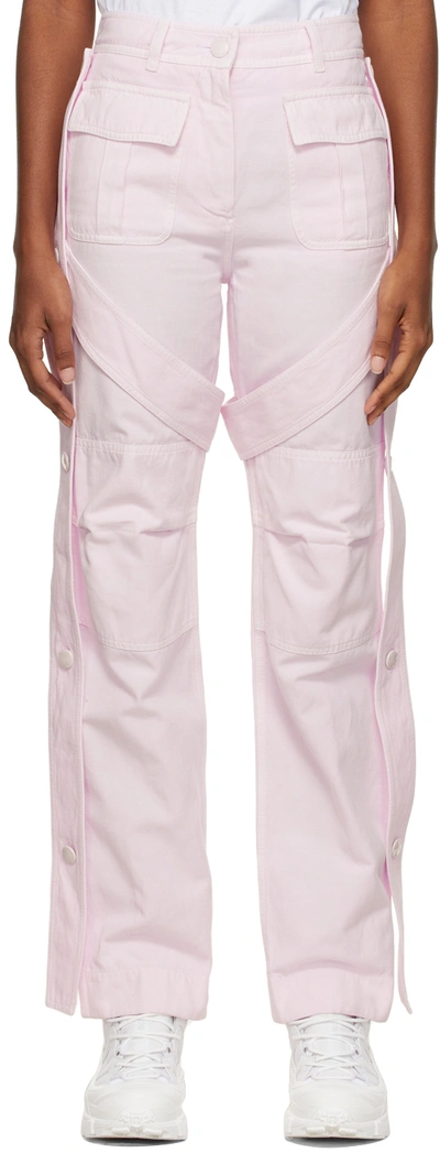 Burberry Amelia Straight-leg Mid-rise Cotton And Linen-blend Trousers In Pale Candy Pink