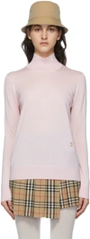 Burberry Nadira Wool-blend Blouse W/ Monogram Plaque In Pale Candy Pink