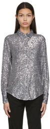TOM FORD GREY ALL-OVER SEQUINS SHIRT