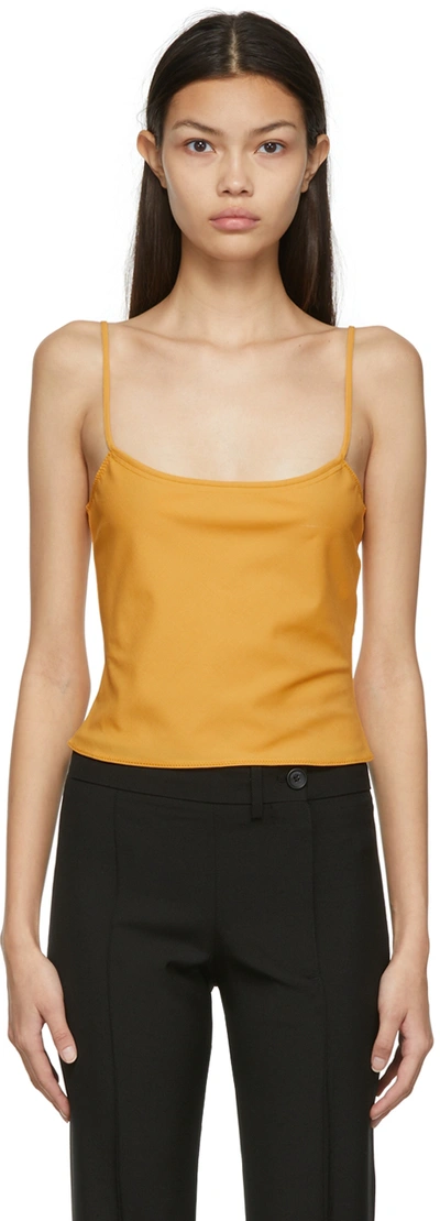 Jacquemus Tangelo Cropped Stretch-wool Camisole In Orange