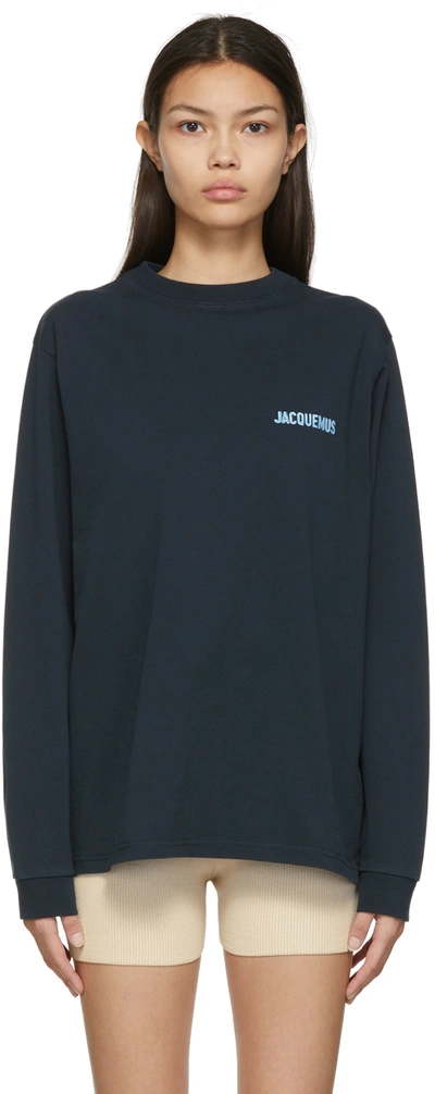 Jacquemus Navy 'le T-shirt Gelo' Long Sleeve T-shirt In Blue