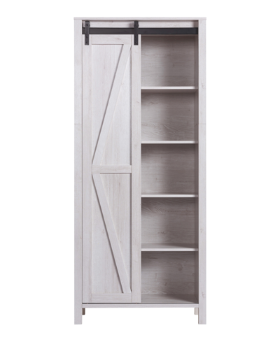 Furniture Hance Sliding Door Pantry Cabinet In White Oak