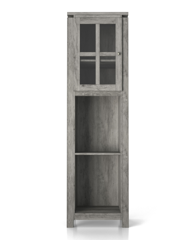 Furniture Migley Open Shelves Tower Cabinet In Vintage-inspired Gray Oak