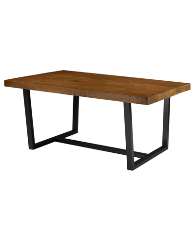 Walker Edison Modern Farmhouse Solid Plank Top Dining Table In Reclaimed Barnwood