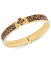 Kate Spade Gold-tone Spade Flower Printed Bangle Bracelet In Brown