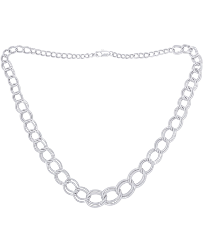 Macy's Diamond Accent Graduated Chain Necklace In Silver