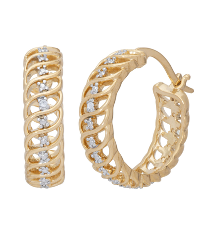 Macy's Diamond Accent Swirl Hoop Earrings In Gold