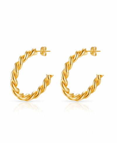Ben Oni Anti-tarnish Twist Open Hoop Earrings In Gold Plated