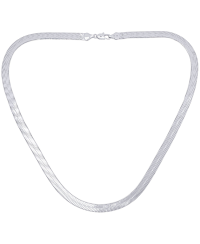 Macy's Diamond Cut Herringbone Chain Necklace In Silver
