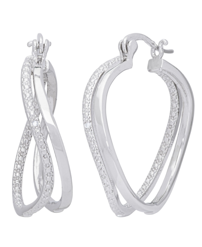 Macy's Diamond Accent Swirl Hoop Earrings In Silver