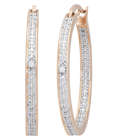 Macy's Diamond Accent Round Hoop Earrings In Rose Gold