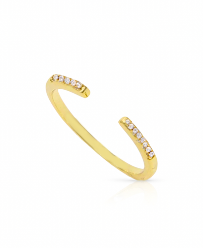 Ben Oni Pave Cubic Zirconia Adjustable Ring In Gold Plated