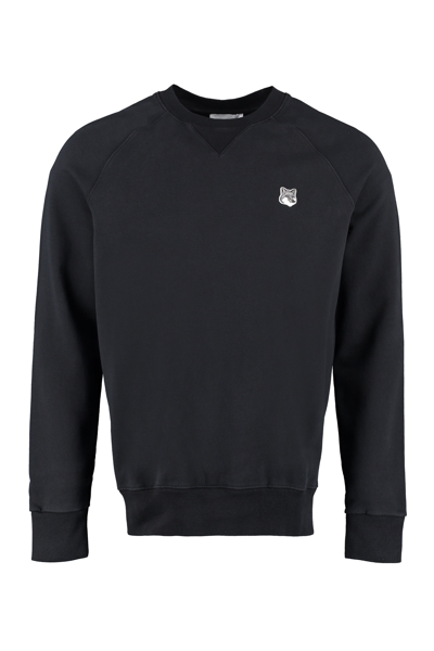 Maison Kitsuné Fox Head Patch Sweatshirt In Black
